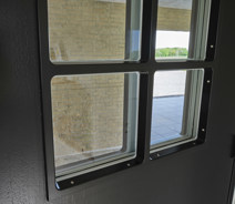 Flush door with glazing and glazing bars (seen from inside)
