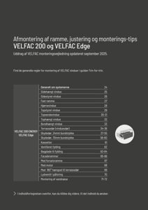 Justering og afmontering af rammer, VELFAC 200 / Edge