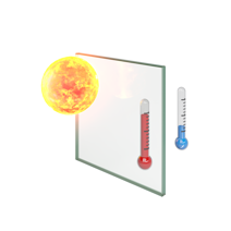 Solvarmedempende glass