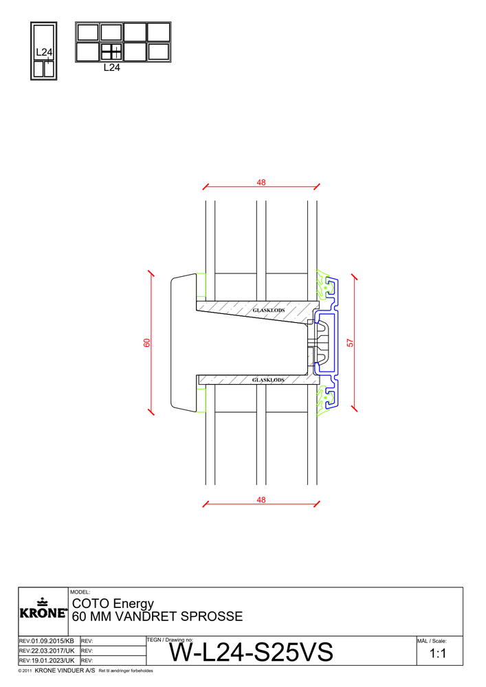 COto ENERGY 60 mm vandret sprosse