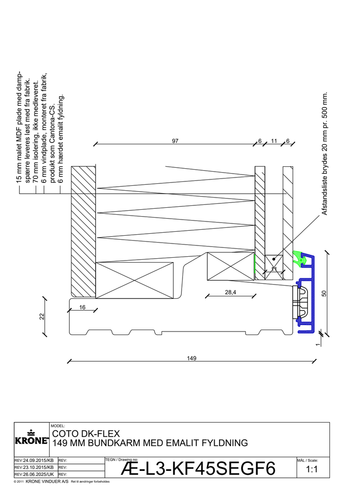 COto DK-FLEX 149 mm bundkarm med emalit fyldning