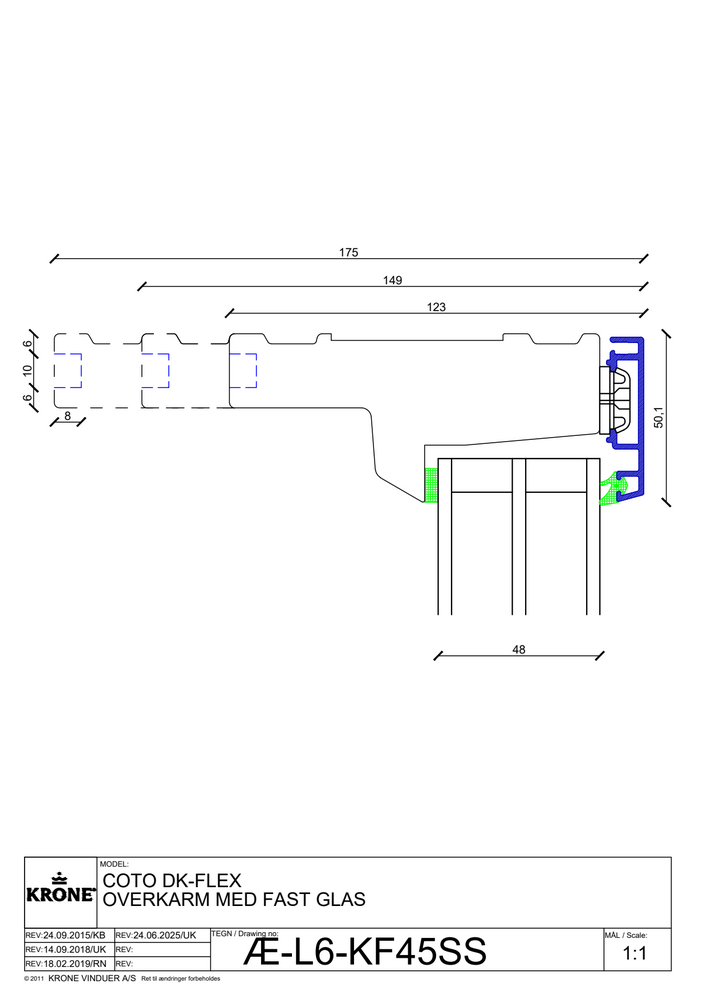 COto DK-FLEX overkarm med fast glas