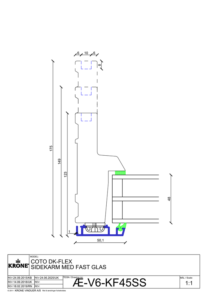 COto DK-FLEX sidekarm med fast glas