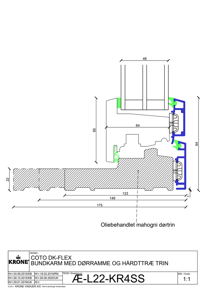 COto DK-FLEX bundkarm med dørramme og hårdttræ trin