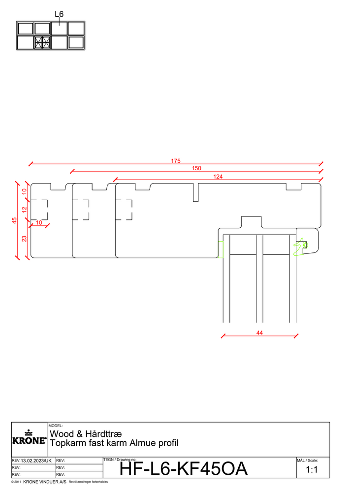 Wood & Hårdttræ – Topkarm, fast karm, Almue profil