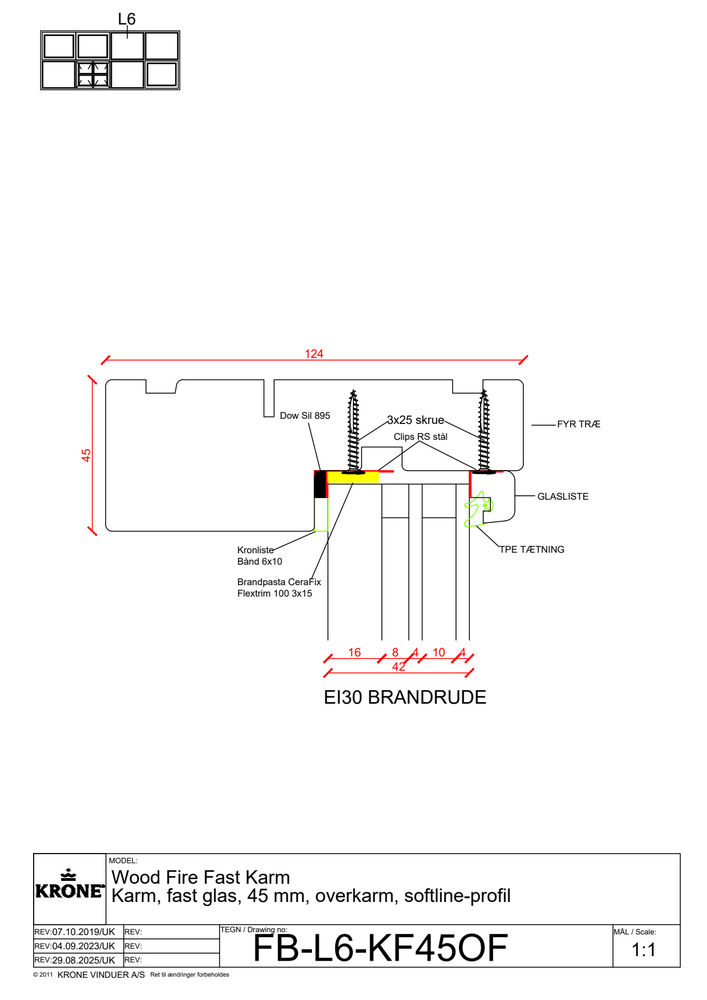 Wood Fire Fast Karm – Karm, fast glas, 45 mm, overkarm, Softline profil
