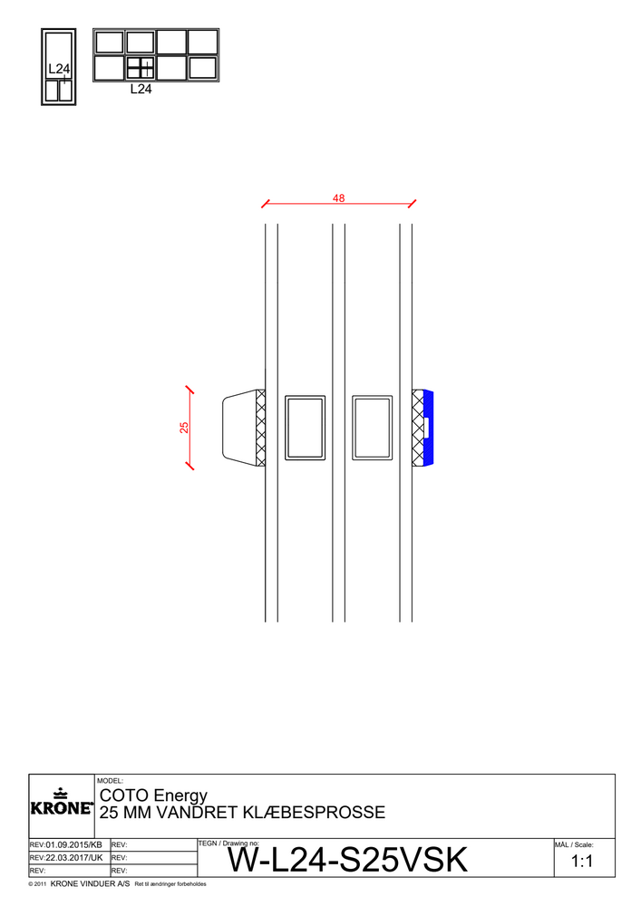 COto Energy – 25 mm vandret klæbesprosse