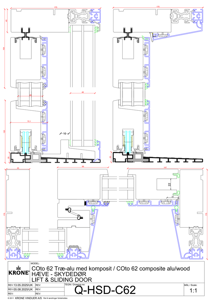 COto 62 træ/alu med komposit – hæve-/skydedør