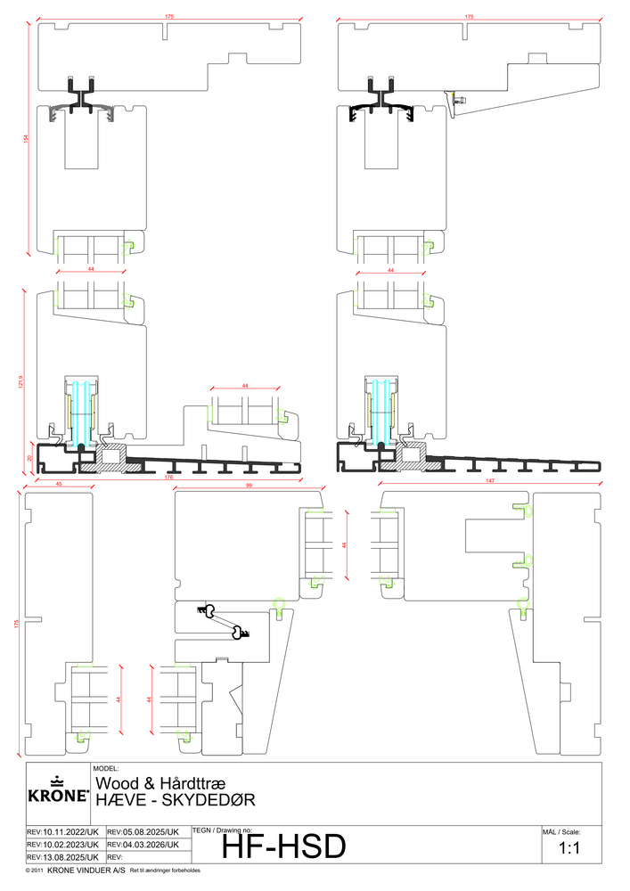 Wood & hårdttræ – hæve-/skydedør