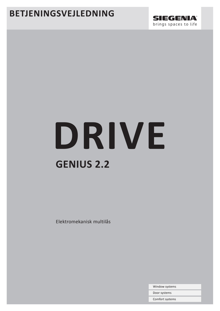 Betjeningsvejledning – GENIUS 2.2 Standard & Comfort
