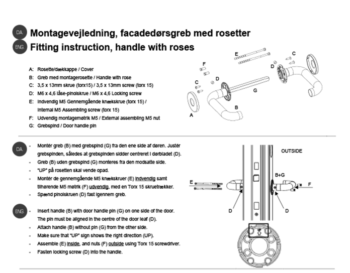 montering af greb og laas gp21