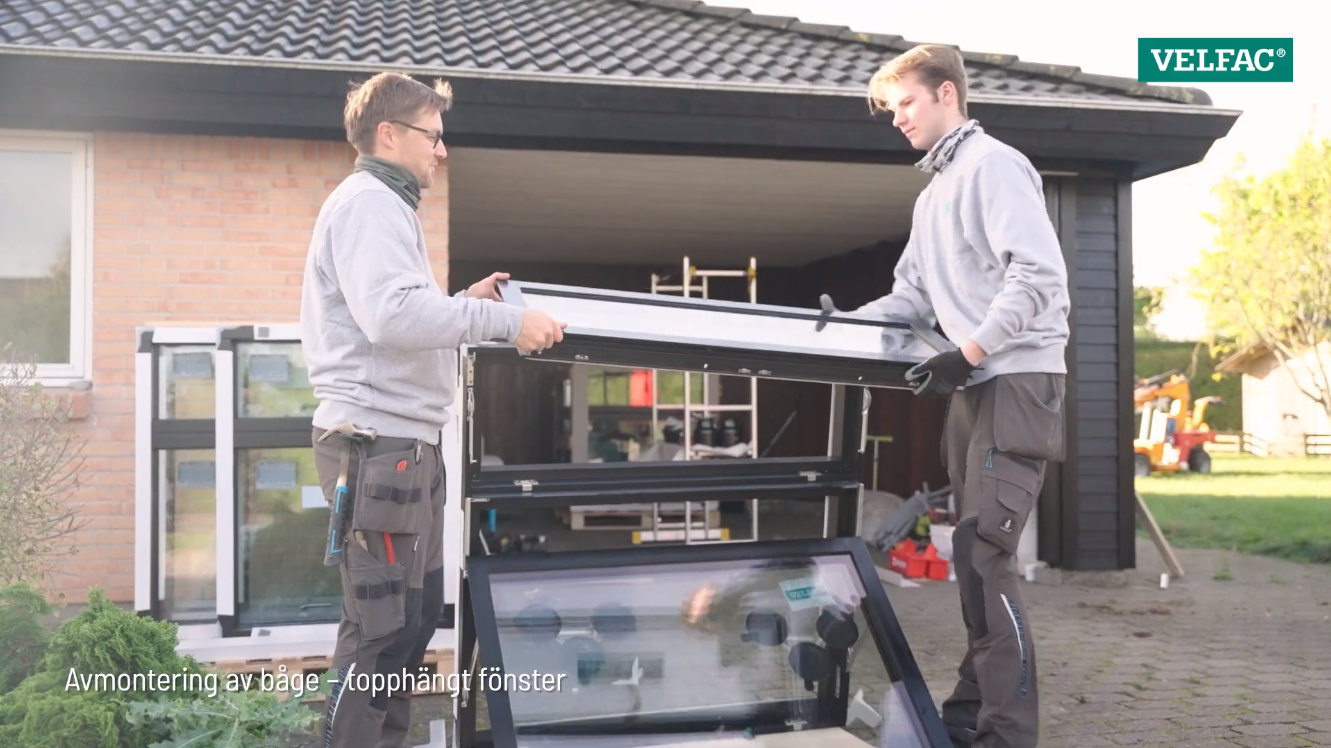 avmontering och atermontering av topphangt bage  velfac 200 energy